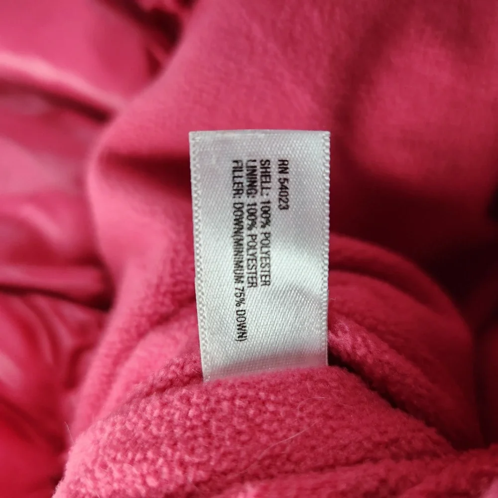 Baby Gap Puffer Jacket Toddler 12-18M Pink Down Filled Quilted Ruffle Hem Hooded